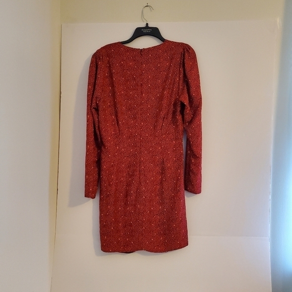 Zara Print Ruched Deep V-Neck Dress Sz L - Picture 8 of 8